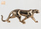 Χρυσά φύλλων Polyresin λεοπαρδάλεων γλυπτών ινών ειδώλια επιτραπέζιων αγαλμάτων γυαλιού ζωικά