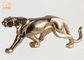 Χρυσά φύλλων Polyresin λεοπαρδάλεων γλυπτών ινών ειδώλια επιτραπέζιων αγαλμάτων γυαλιού ζωικά